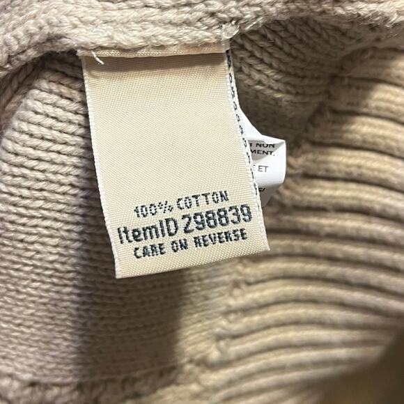 LL Bean Cable Knit Sweater Women’s Sz L Cotton Blue Fisherman Crewneck #298839 - Picture 4 of 5